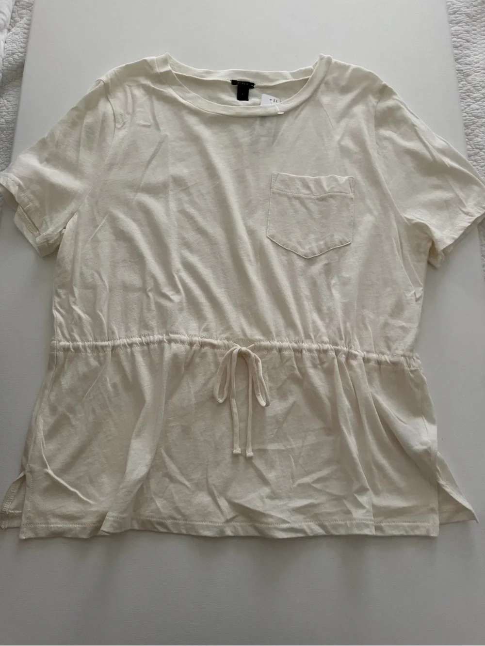 J. Crew Cream Short-Sleeve Drawstring Pocket Tee